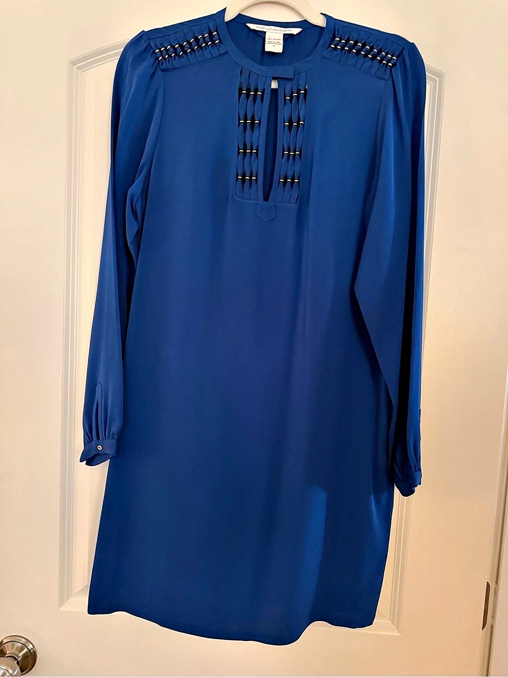 Diane von Furstenberg Blue 100% Silk Mini Dress Size 4